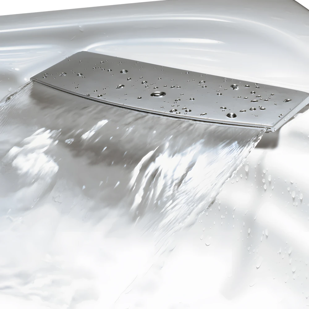 Bec cascade (en laiton chromé) intégré à la coque