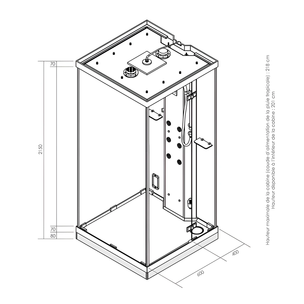 Dimensions de la cabine