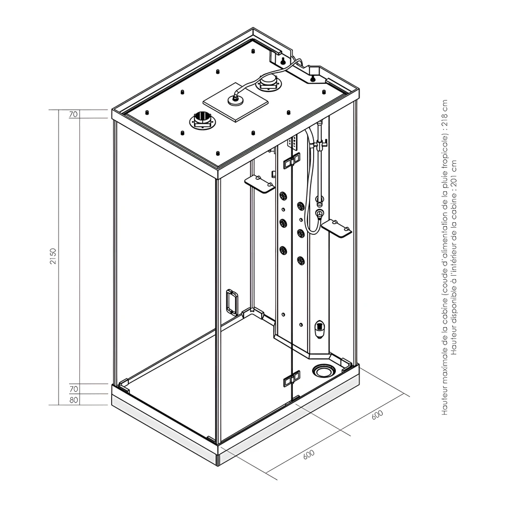Dimensions de la cabine