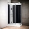 Cabine douche hammam SILVER rectangulaire avec accès en angle | Version gauche avec vitres noires