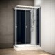 Cabine douche intégrale SILVER rectangulaire avec accès en angle | Version droite avec vitres noires