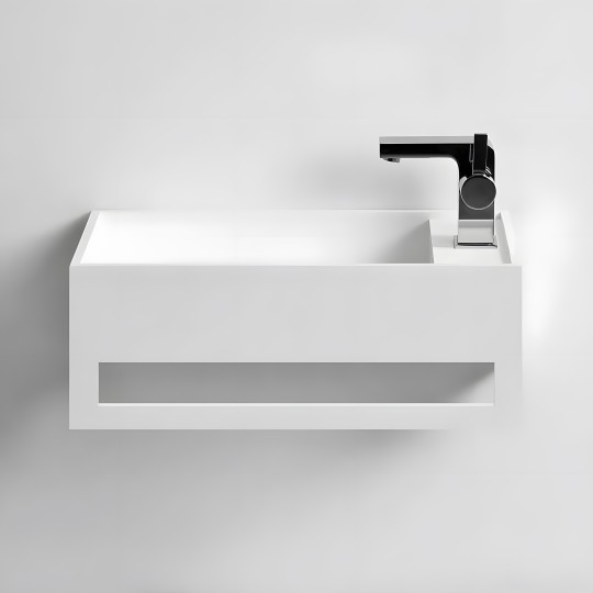 Lave-mains suspendu EASY 40 GAUCHE en Solid Surface