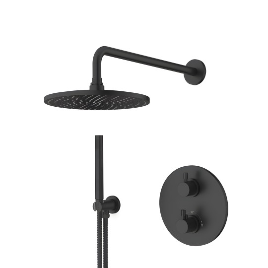 Pack douche encastré thermostatique noir mat LOOP 9