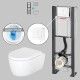 Pack WC suspendu sans bride avec bâti-support autoportant WIRQUIN PRO et plaque blanche
