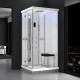 Cabine douche hammam URBAN 100x100cm (version gauche) avec verres blancs sur 2 côtés