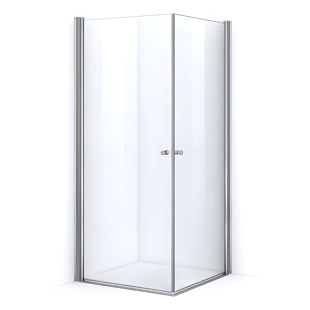 Paroi de douche d'angle 90 x 80 cm avec ouverture pivotante